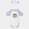 Fine Jersey Infant Short Sleeve Raglan Bodysuit with Hood & Ears Thumbnail